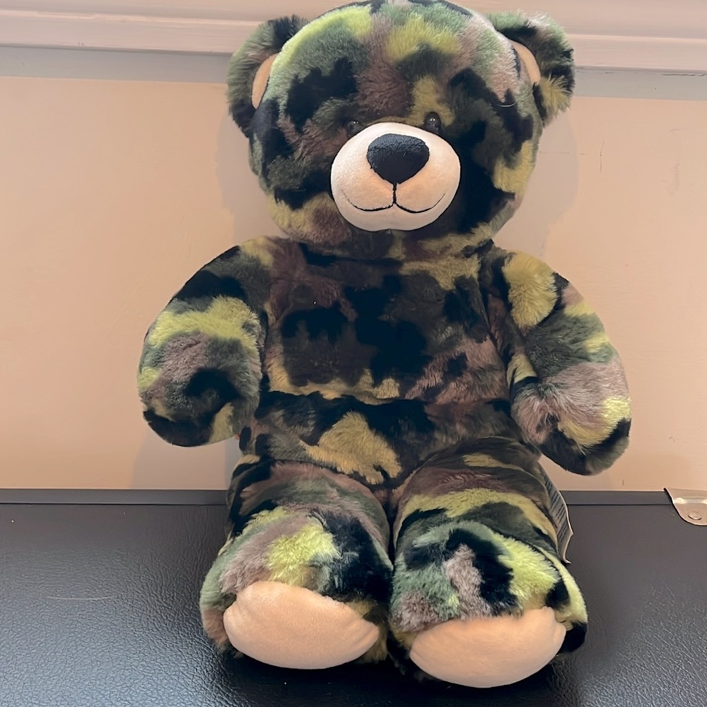 Build a Bear CAMO Teddy Bear 16" Army Military Fatigues Stuffed Animal Plush Toy